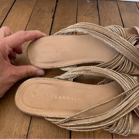 Loeffler Randall Gold Metallic Strappy Knotted Sandals 8.5 - Picture 5 of 7
